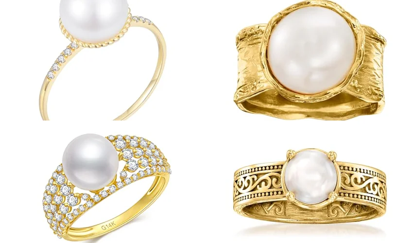 best gold pearl ring for wedding