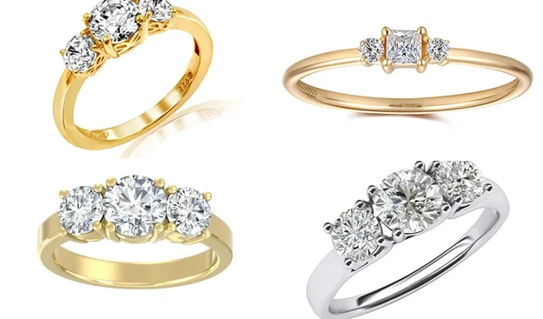 best gold three stone ring