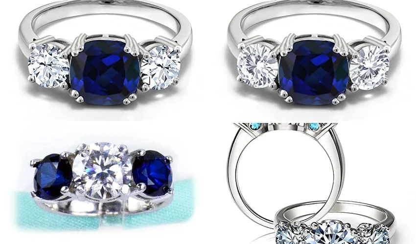 best sapphire three stone ring