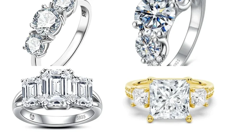 best three stone moissanite ring